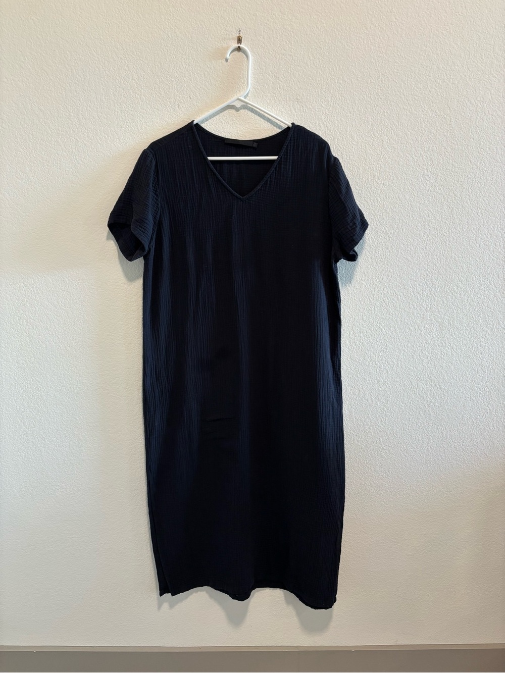 Jenni Kayne Dress Cypress Caftan black gauze midi split hem